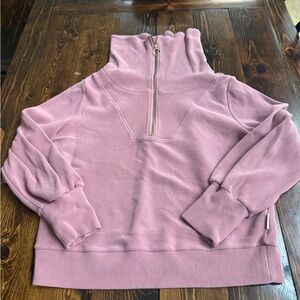 Varley Mauve Ribbed Zip Pullover